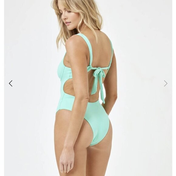 L*Space Kendal OP Classic teal green underwire one piece swimsuit small - Picture 7 of 12